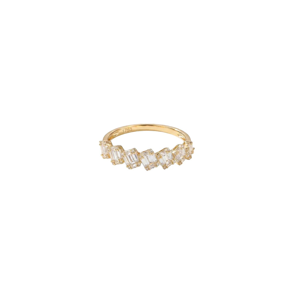 Anillo de diamantes en oro amarillo 18K