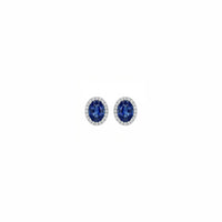 Aretes de cianita azul y diamantes en oro blanco 18K