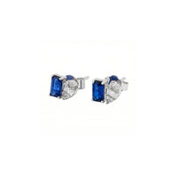 Aretes de diamantes y zafiros azules en oro blanco 18K