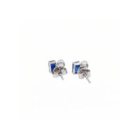 Aretes de diamantes y zafiros azules en oro blanco 18K