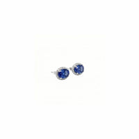 Aretes de cianita azul y diamantes en oro blanco 18K