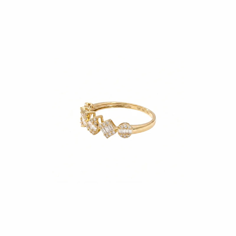 Anillo de diamantes en oro amarillo 18K