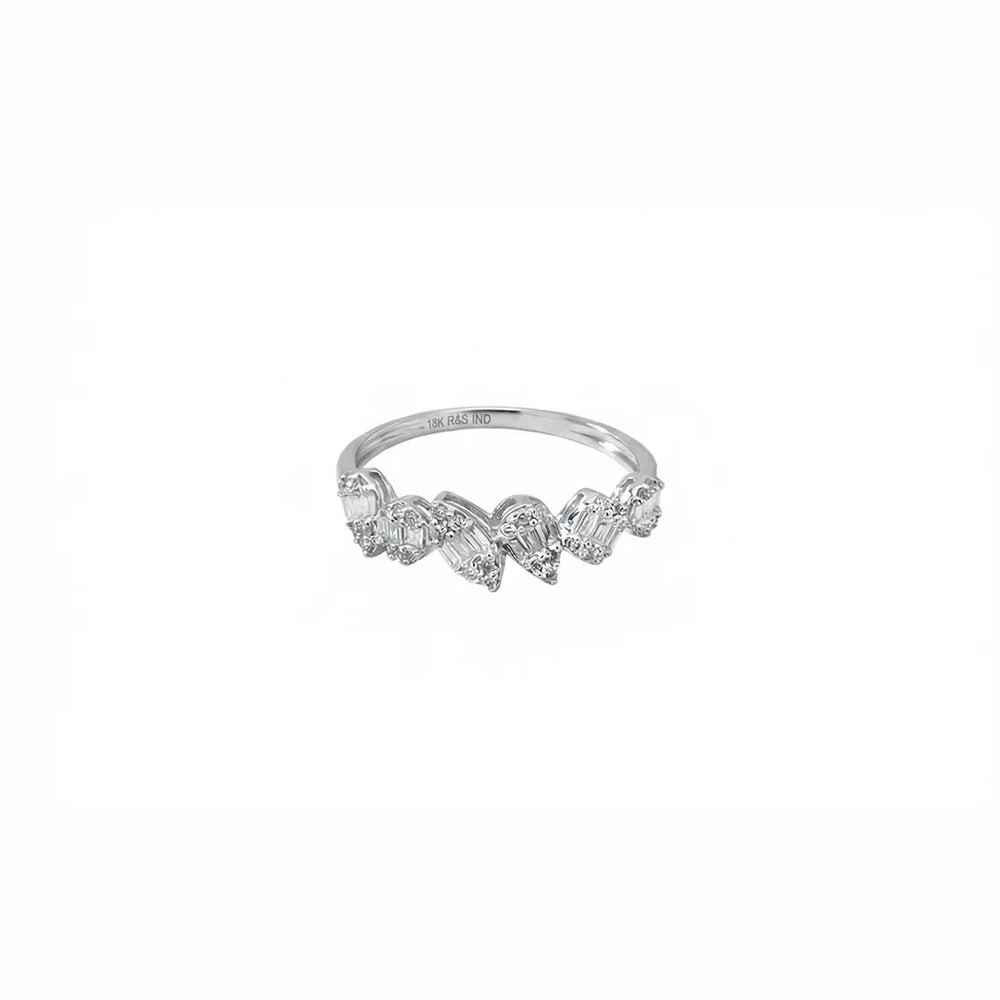 Anillo de diamantes en oro blanco 18K