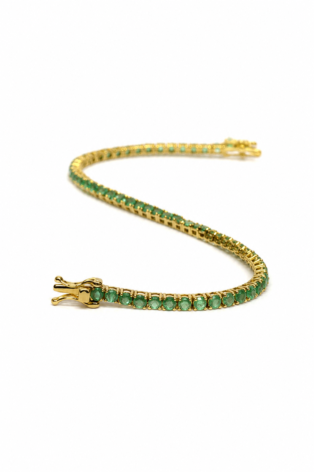 Tennis de esmeraldas en oro amarillo 18K