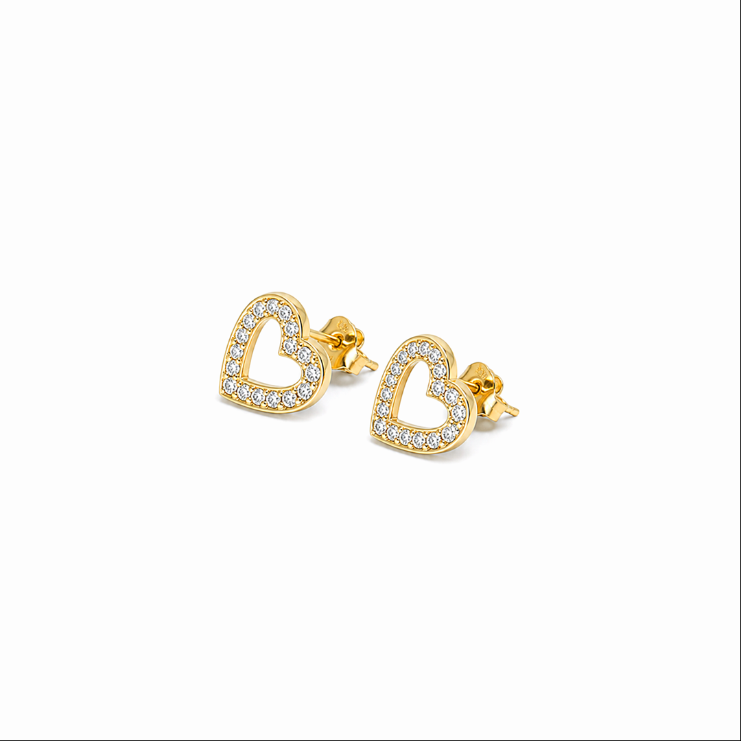 Aretes de corazón en oro amarillo 18K