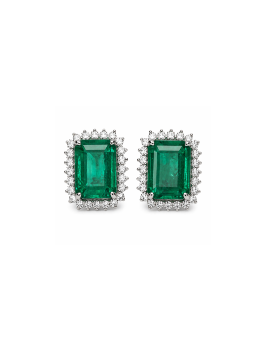 Aretes de esmeraldas en oro blanco 18K