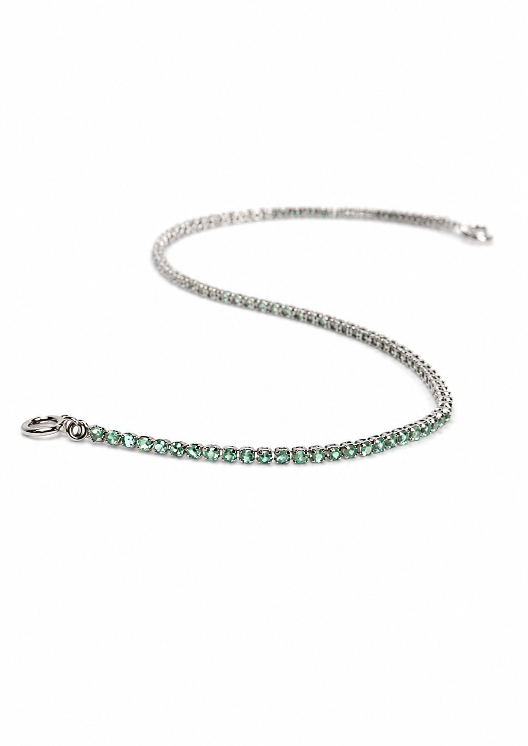 Tennis de esmeraldas en oro blanco 18K