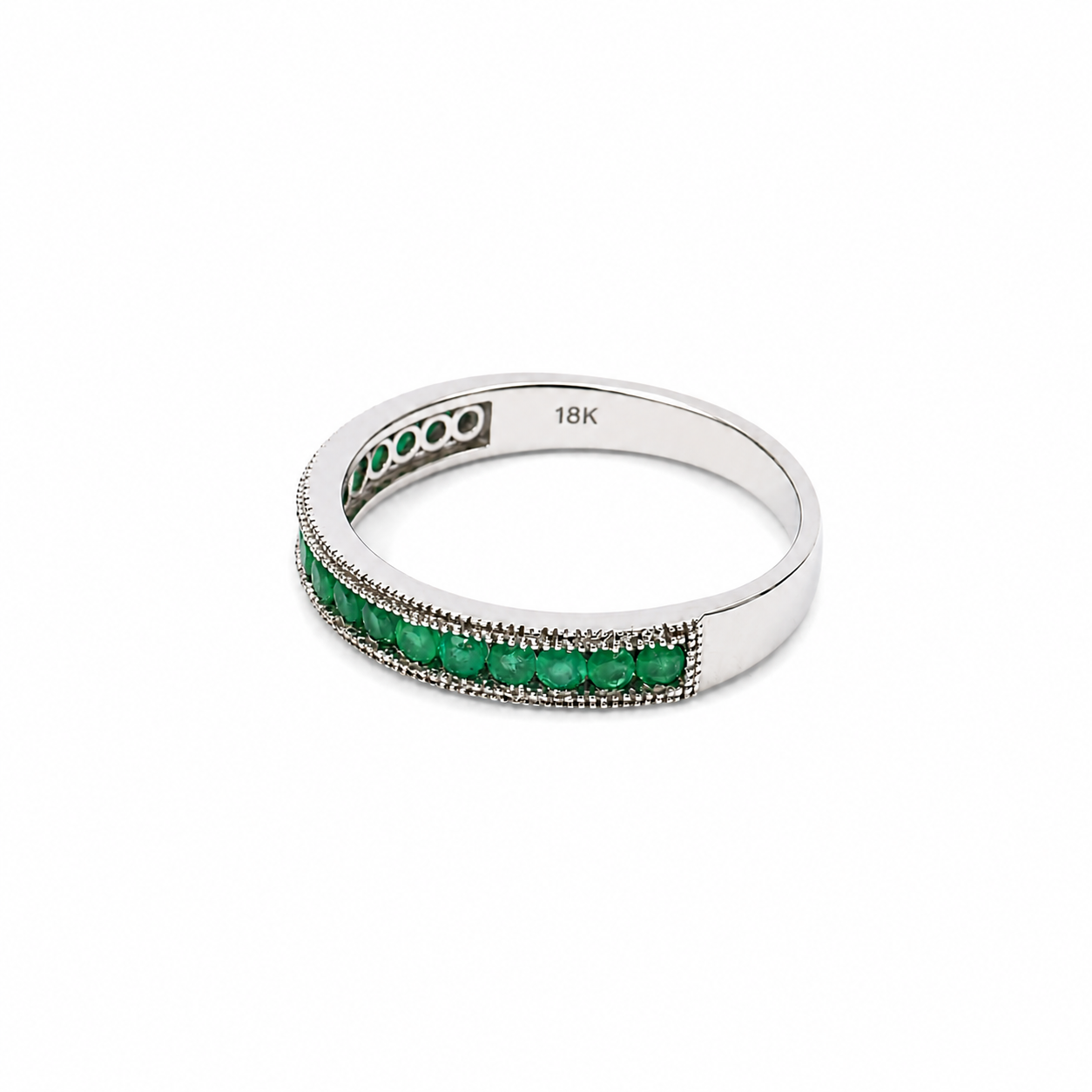 Anillo de esmeraldas en oro blanco 18K