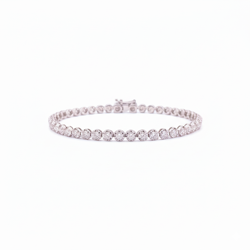 Pulsera de diamantes en oro blanco 18K