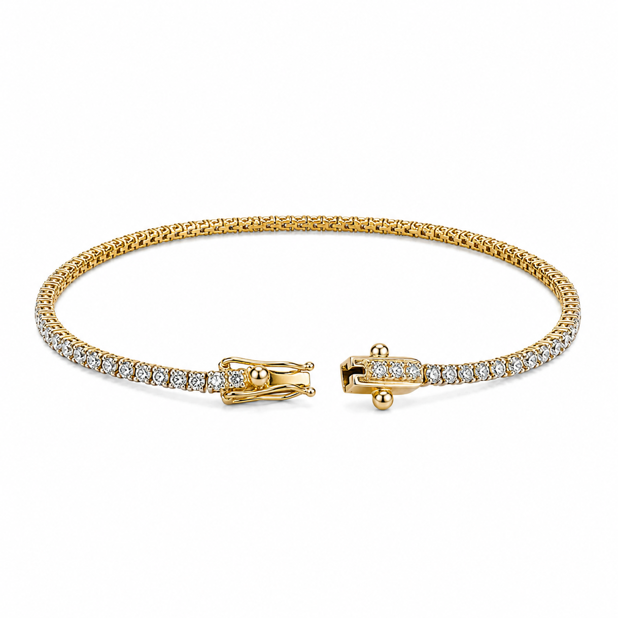Tennis de diamantes en oro amarillo 18K
