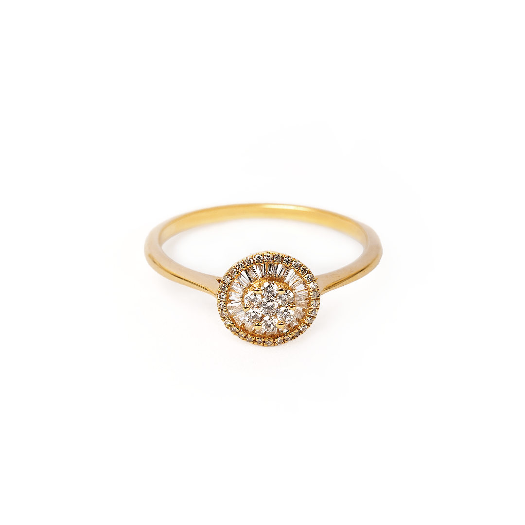 Anillo de diamantes en oro amarillo 18K
