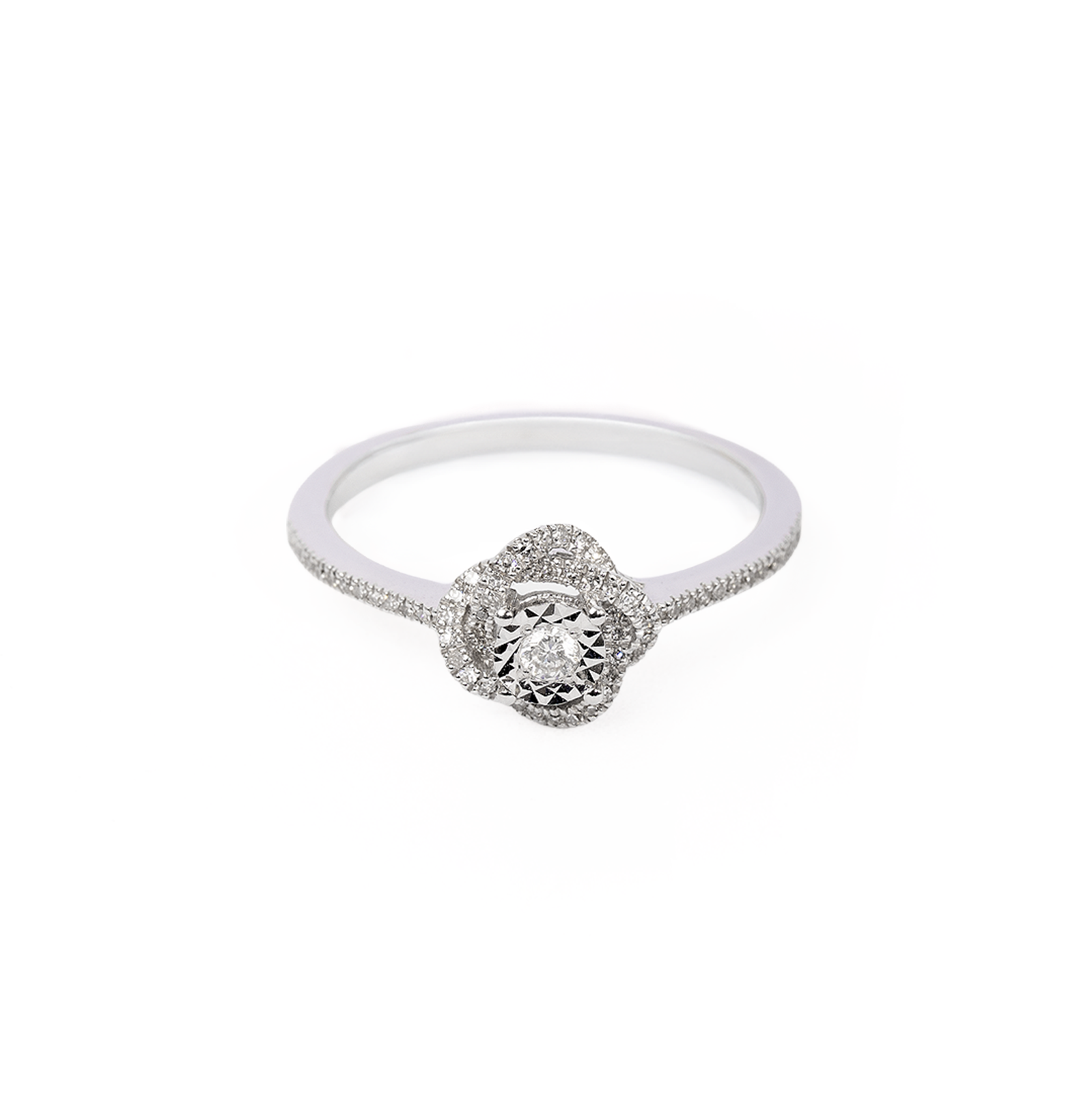 Anillo de diamantes en oro blanco 18K