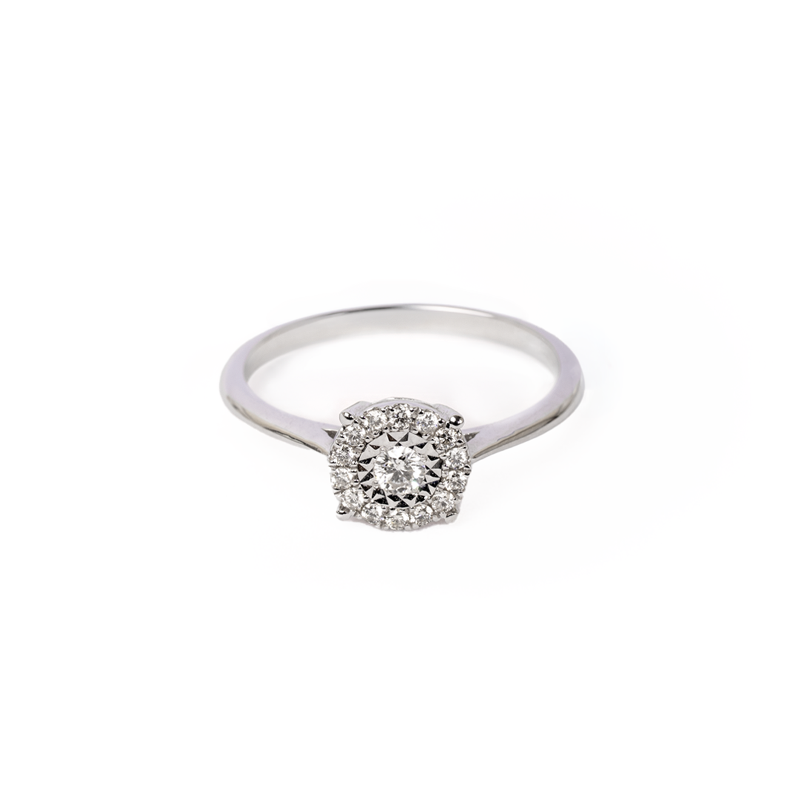 Anillo de diamantes en oro blanco 18K