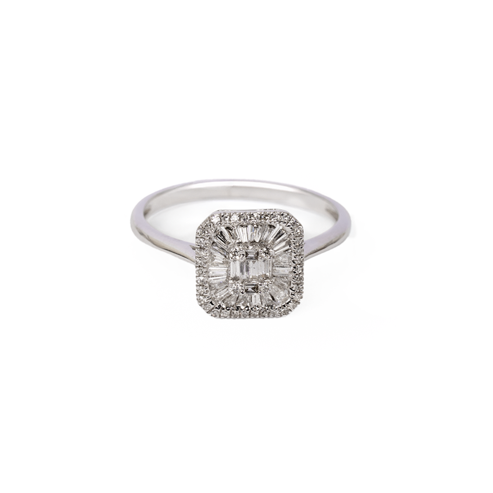 Anillo de diamantes en oro blanco 18K