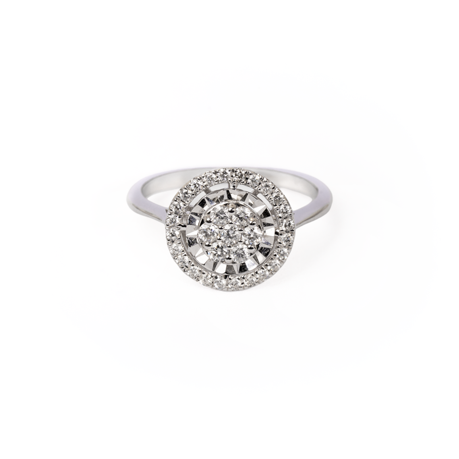 Anillo de diamantes en oro blanco 18K
