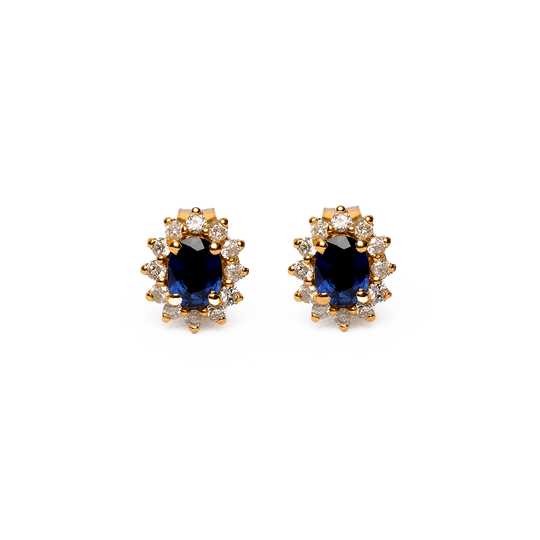 Aretes de zafiros azules en oro amarillo 18K