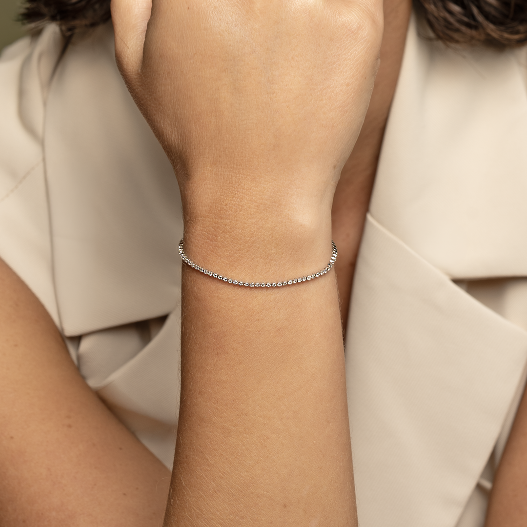 Tennis de diamantes en oro blanco 18K