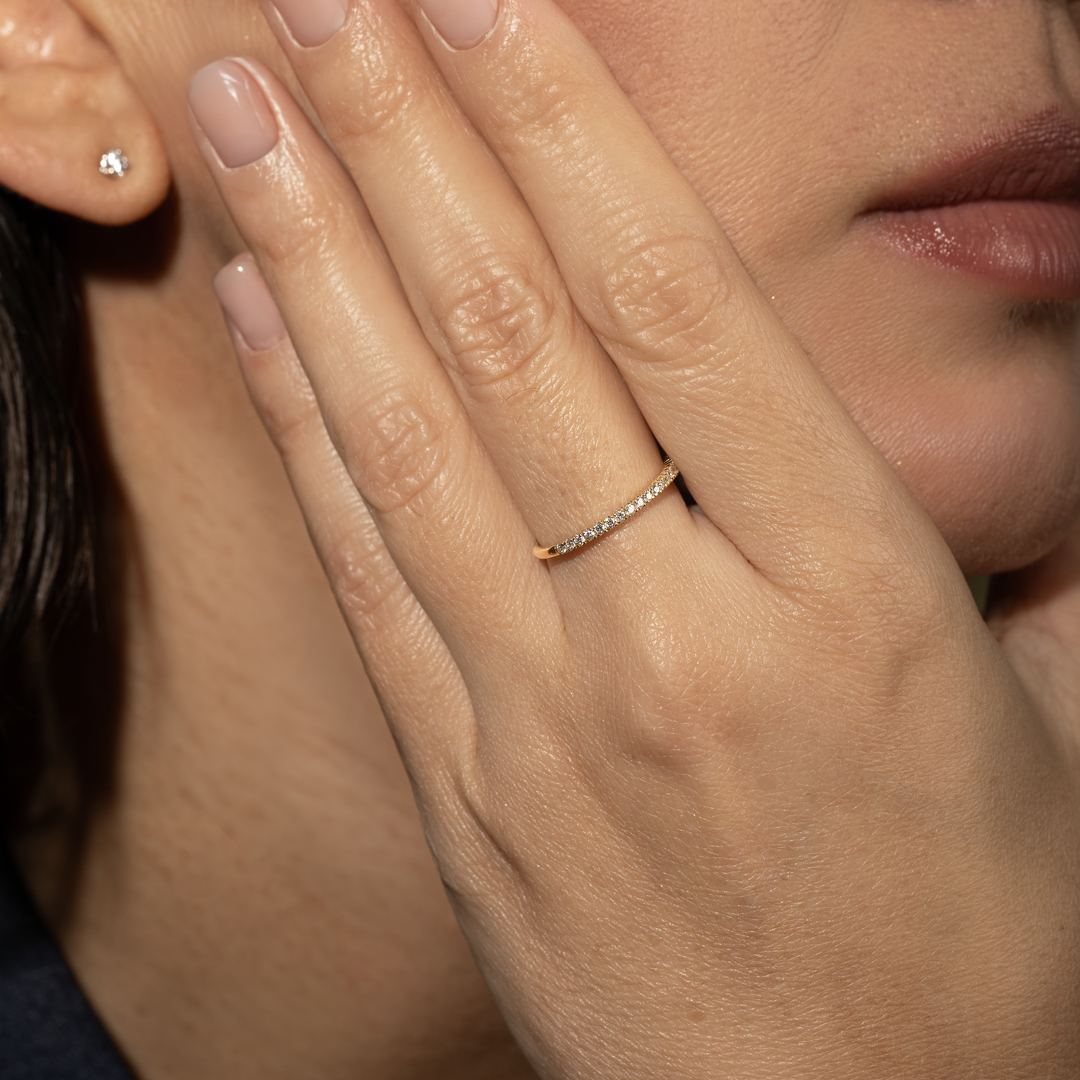 Anillo de diamantes en oro amarillo 18K
