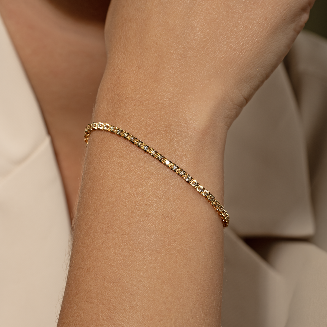 Tennis de diamantes en oro amarillo 18K