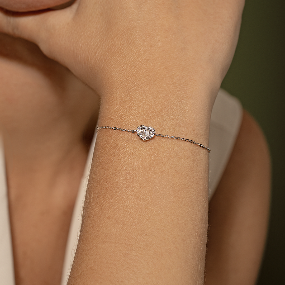 Pulsera de diamantes en oro blanco 18 K