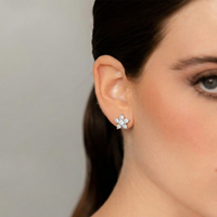 Aretes de diamantes en oro blanco 18K