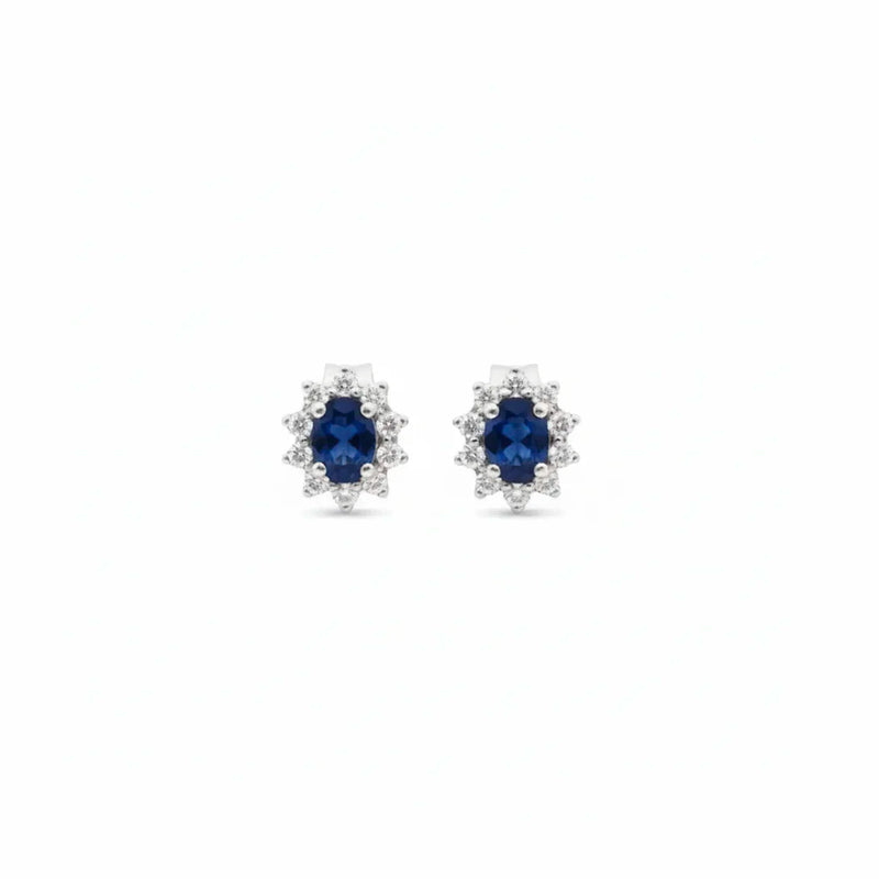 Aretes de zafiros azules en oro blanco 18K