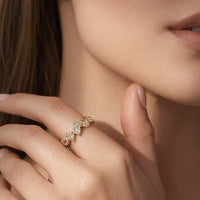 Anillo de diamantes en oro amarillo 18K