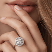 Anillo de diamantes en oro blanco 18K