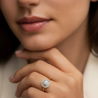 Anillo de diamantes en oro amarillo 18K