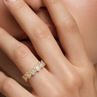 Anillo de diamantes en oro amarillo 18K