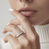 Anillo de diamantes en oro amarillo 18K