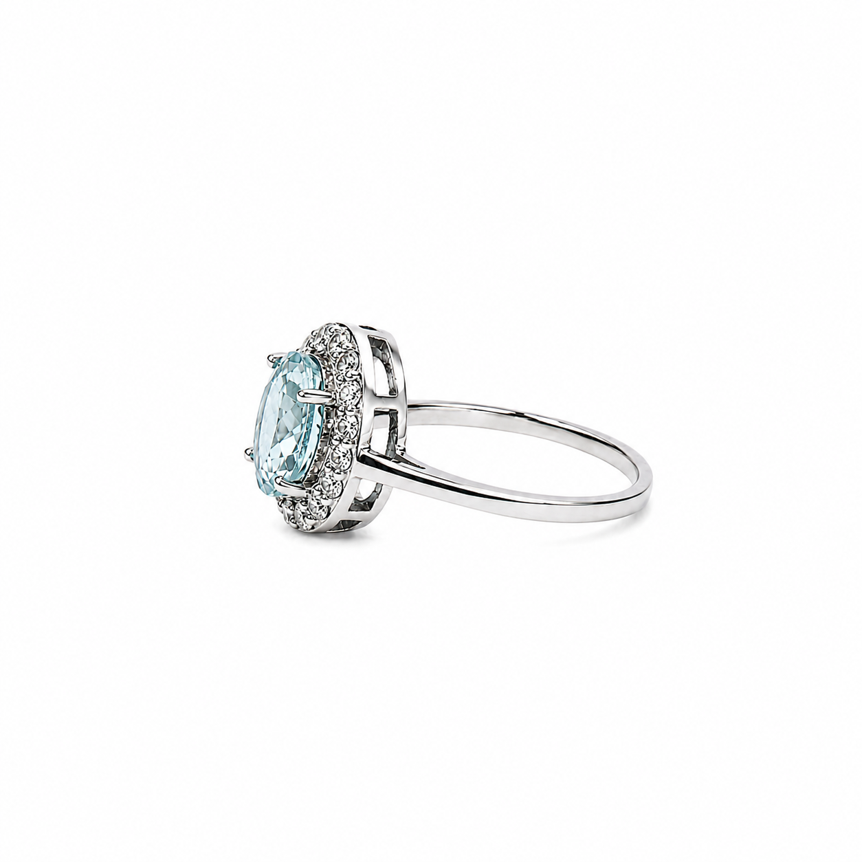 Anillo Aguamarina en oro blanco 18K