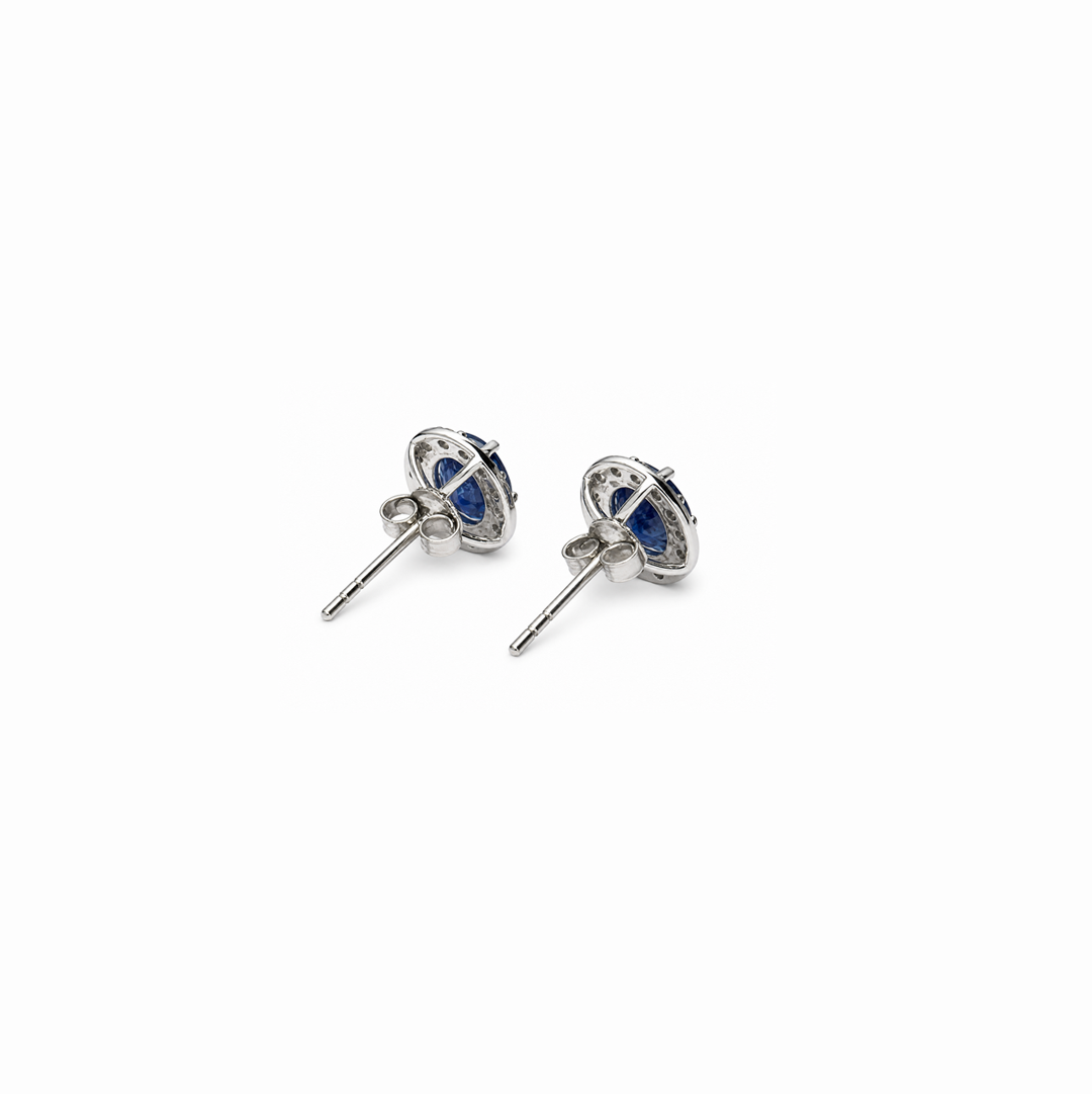 Aretes de zafiros azules en oro blanco 18K