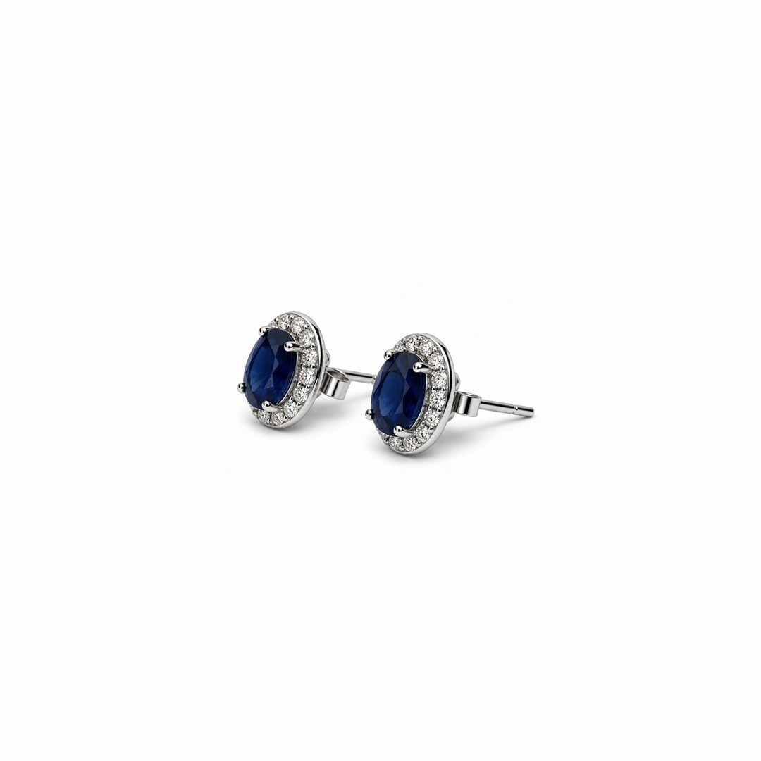 Aretes de zafiros azules en oro blanco 18K