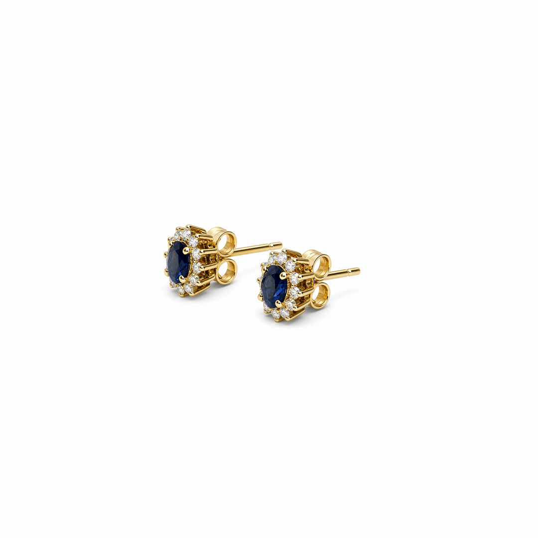 Aretes de zafiros azules en oro amarillo 18K
