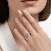 Anillo zafiro rosado en oro blanco 18K