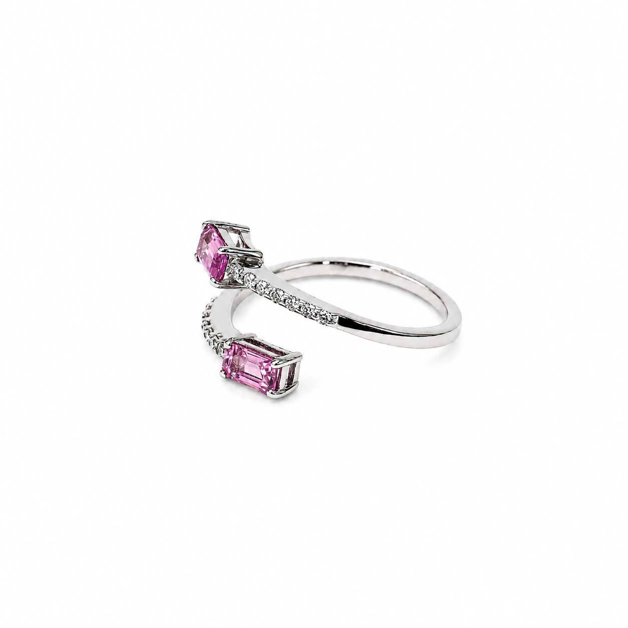Anillo zafiro rosado en oro blanco 18K