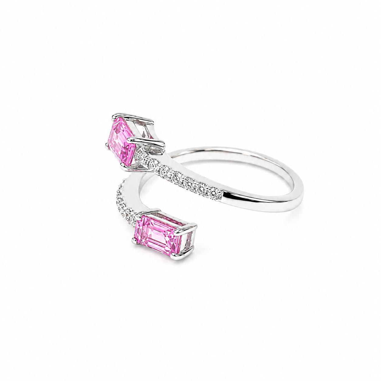 Anillo zafiro rosado en oro blanco 18K