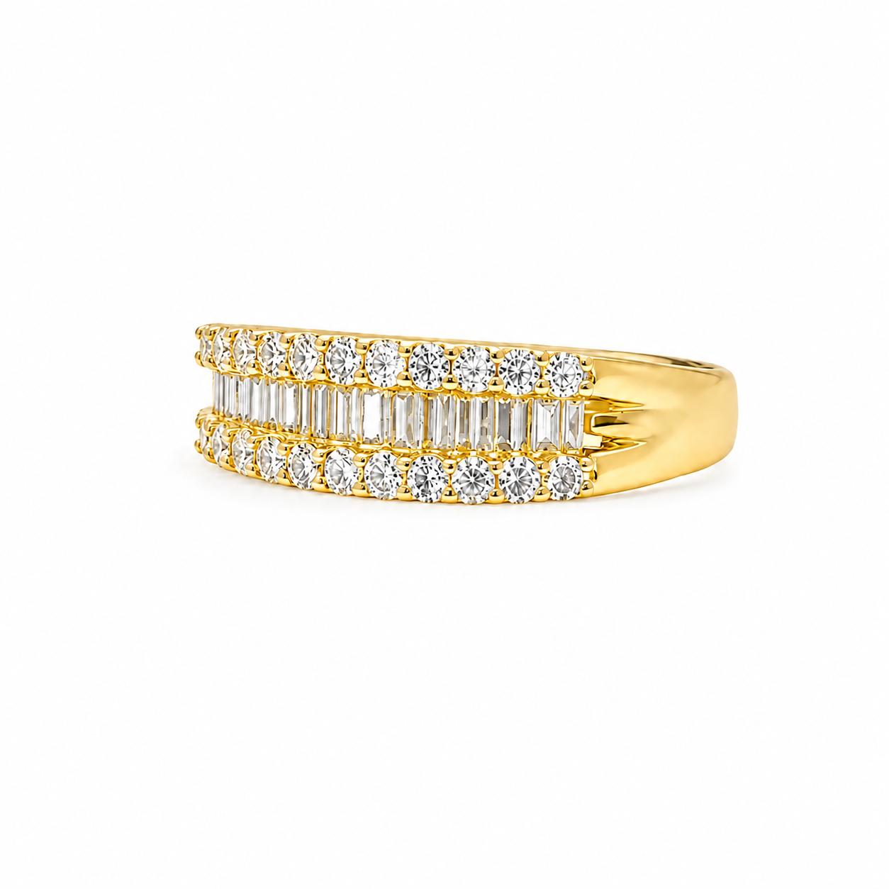 Anillo de diamantes en oro amarillo 18K