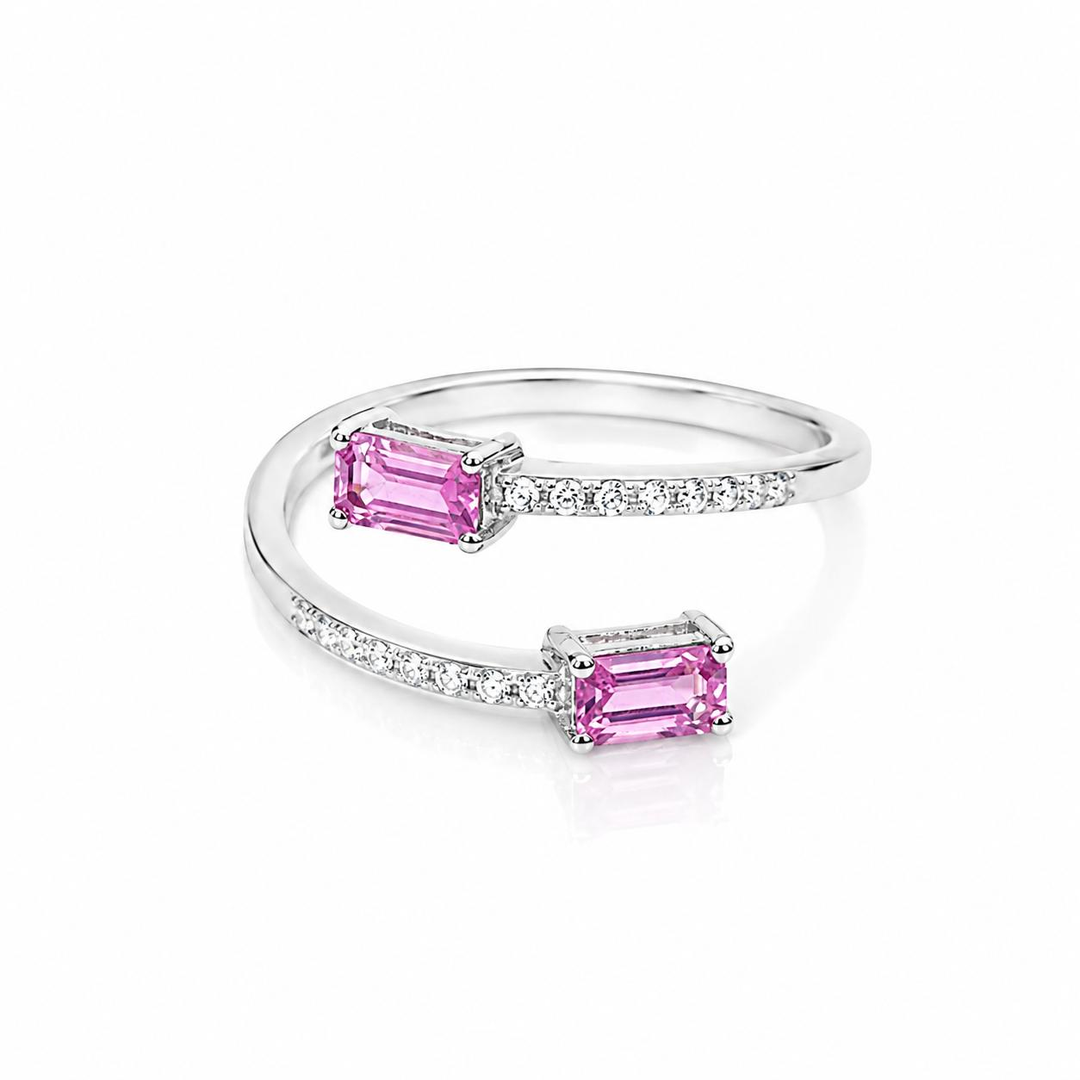 Anillo zafiro rosado en oro blanco 18K