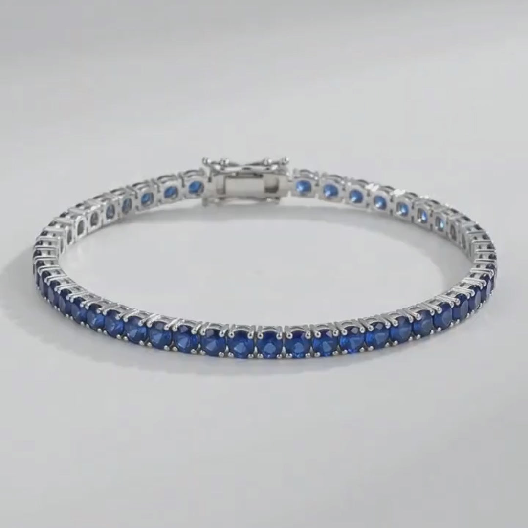 Tennis de zafiro azul en oro blanco 18K
